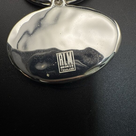 Robert Lee Morris RLM Necklace Modernist White Bronze Oval Pendant Bold QVC - Picture 10 of 11